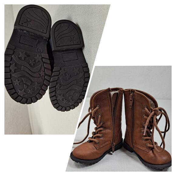 Baby Girl/ Cherokee Toddler Size 5 Boots Brown Mid Calf Lace Up - Picture 8 of 8